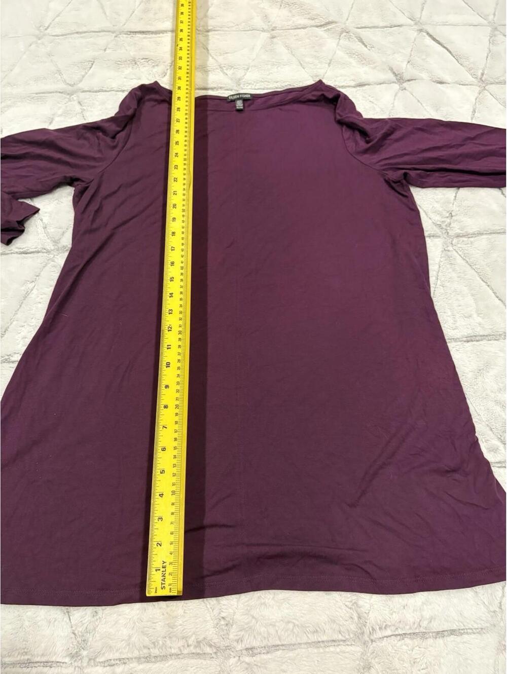 Eileen Fisher Purple Long Sleeve Tunic Top Women XL Viscose Spandex - Picture 4 of 6